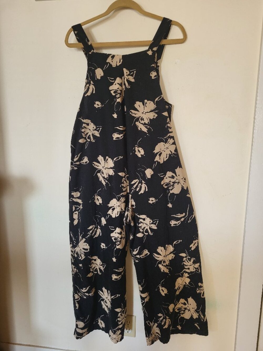 Cotton dress overalls, lace sweater, floral dress